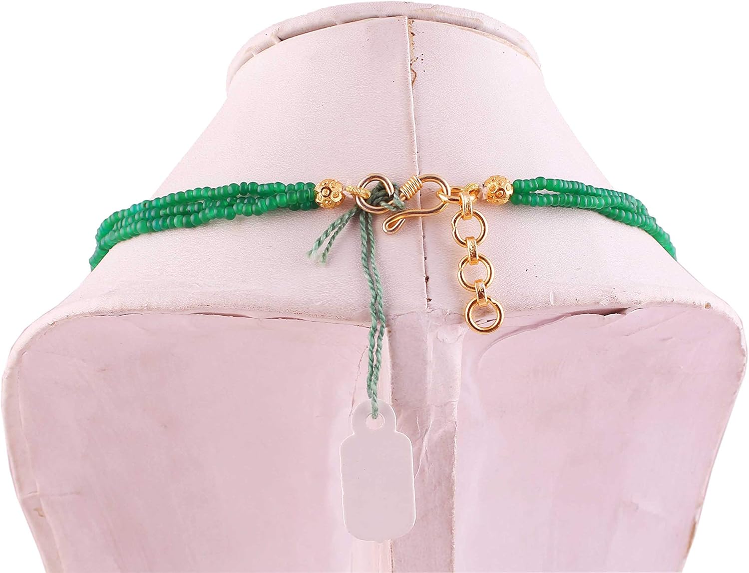 Natural Gemstone Green Color Onyx Plain rondelle Beads Necklace Pendant for Women | 18 inch Gemstone Necklace|3-4 mm Loose Beads for Jewelry Making | Healing Beads Necklace