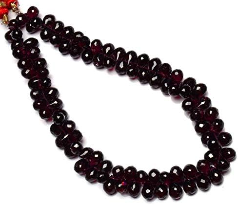 13 inch natural beads strand of 7x5-8x6mm faceted teardrop rhodolite garnet gemstone briolletes beads for DIY jewelry - necklace, bracelet, earring, ring.