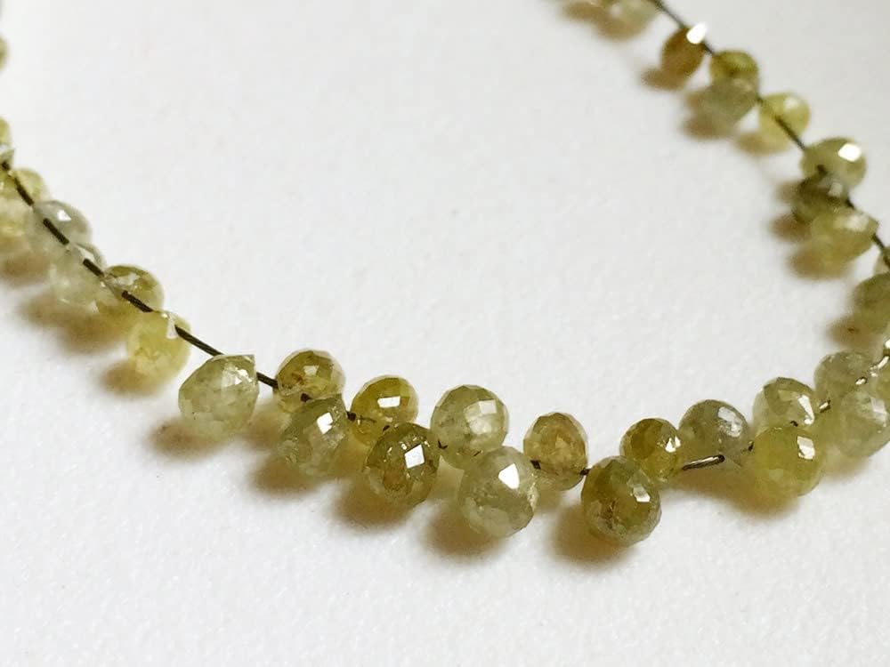2x2.5mm-2x3mm Yellow Diamond Faceted Briolette Beads, Natural Sparkling Rough Diamond Tear Drops, Diamond Drops For Jewelry (2Pcs To 10Pcs), 2x2.5 MM-2x3 MM