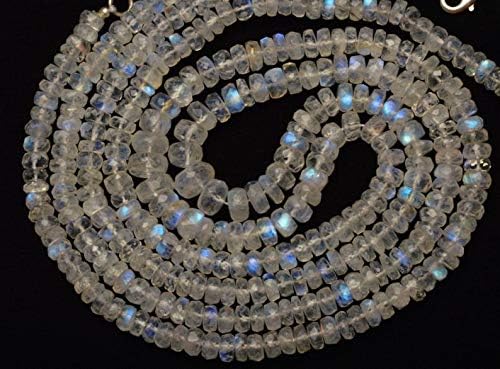 22 inch strand natural white rainbow 6-9 mm rondelle faceted beads natural gemstone white rainbow moonstone 6 to 9mm faceted rondelle beads 22 inch full strand super flashing blue fire super quality