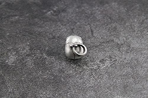 S925 Sterling Silver Half Tooth Skeleton EDC Bead DIY Paracord Keychain Bead Bracelet Accessories Bead,Necklace Pendant Bead,Lanyard Bead,Brass Charms