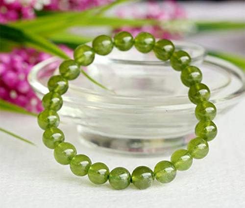 1 Strands Natural Olive Green Icrase Stretch Finish Bracelet Round Beads 8mm 04028 Code-HIGH-23287