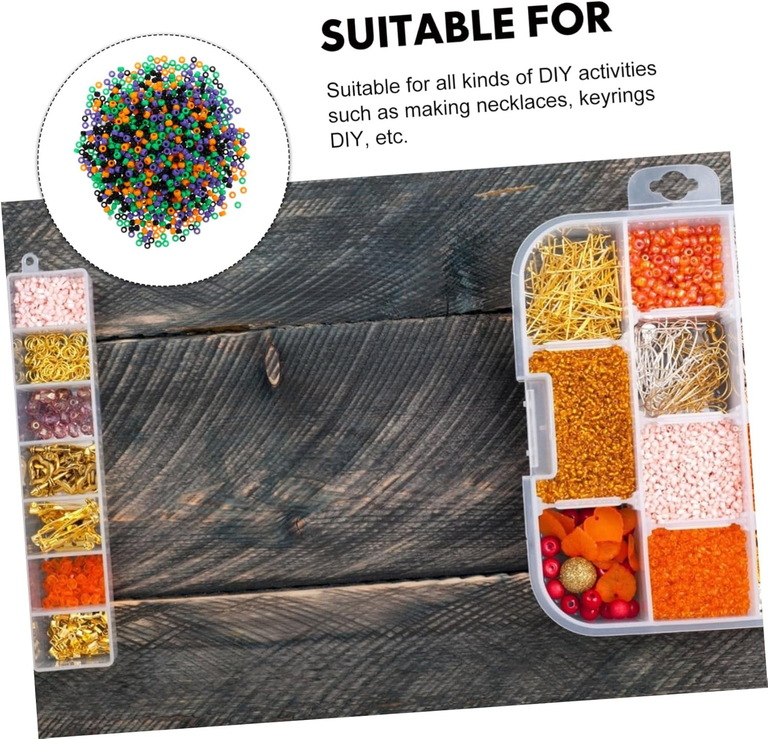 STOBOK 6pcs Plastic Beads for Halloween DIY Crafting Decorative Beads for Jewelry Making Smooth Spacer Approx