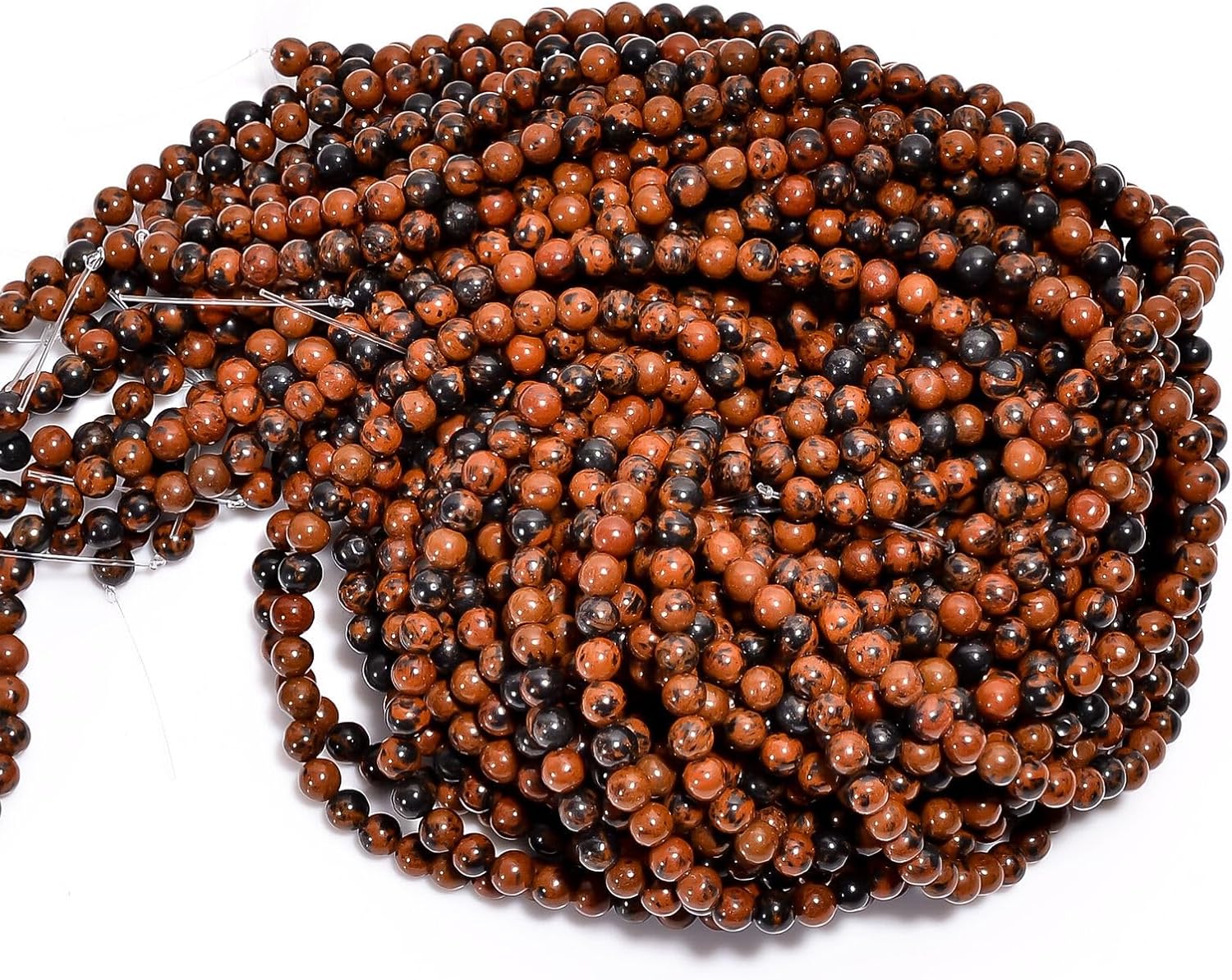 Natural Mahogany Obsidian Gemstone Round Smooth Beads 4X4.5 mm 25 Strand 15