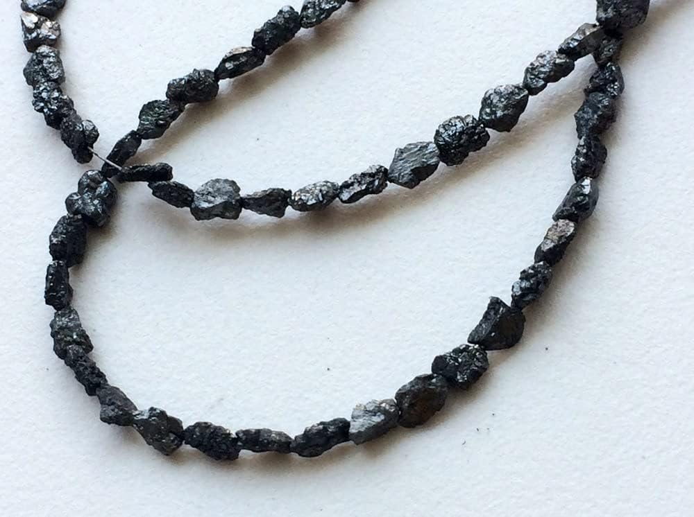 5-7mm Black Rough Diamond Tumbles, Black Raw Diamonds, Conflict Free Diamond, Black Rough Diamond Necklace, Diamond Beads (7IN To 14IN), 5-7 MM