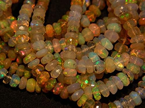 1 Strand Natural Ethiopian Opal Bead, Welo Opal, Faceted Ethiopian Opal Beads, Rondelle Beads, 3.5mm to 6.5mm Beads, 17 Inch