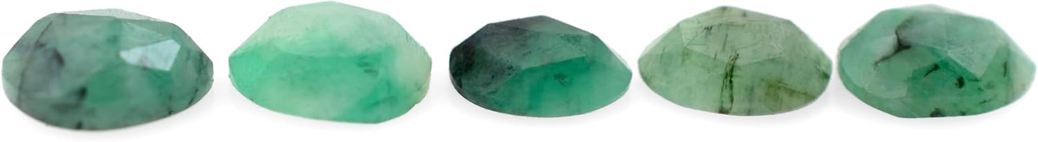 Emerald Loose Stone Beads Cabochon Brilliant Rose Cut Oval Shape 4X5 to 6X7 mm Flat Back Gemstone Drill Bead Making Jewelry Supply (Side Drill, 50)