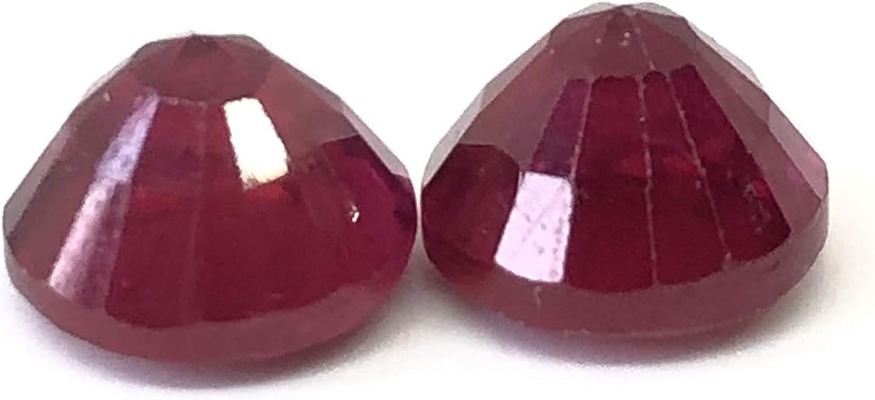 9.18 Ct Pair Ruby Round Shape Size 9 mm Cut Faceted High Quality Fine Loose Gemstone Best for Making Earring Jewelry