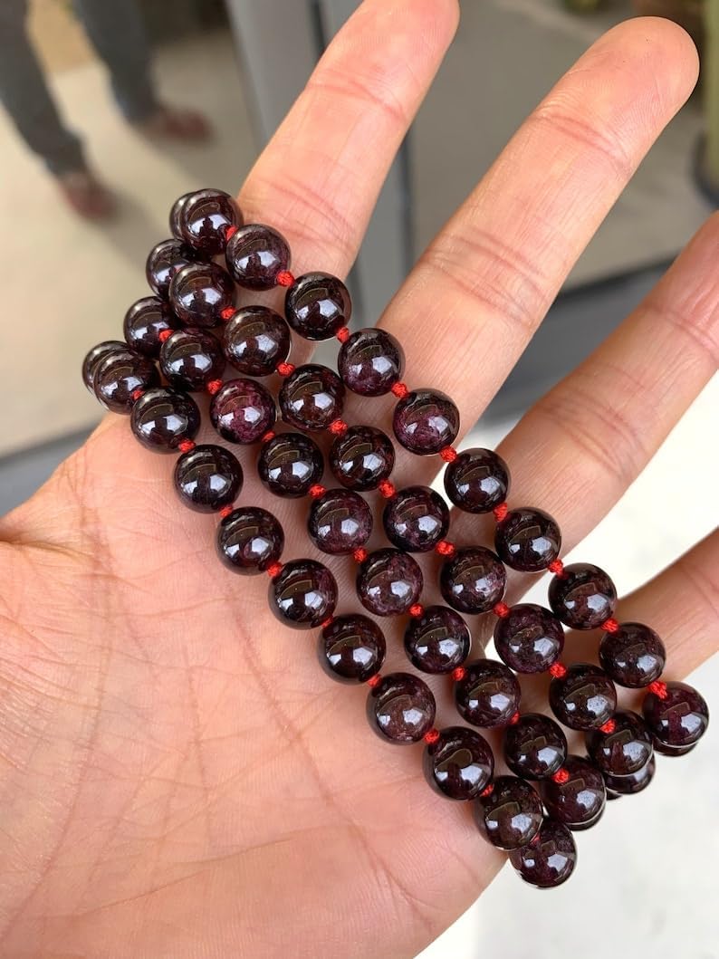 Natural Garnet 6mm 108 Mala Beads, Spiritual, Meditation Beads, Reiki, Japa Mala, Buddhist Prayer Beads, Yoga Bracelet, healing beads LKMALA-RRGU-3048