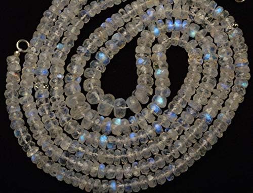 22 inch strand natural white rainbow 6-9 mm rondelle faceted beads natural gemstone white rainbow moonstone 6 to 9mm faceted rondelle beads 22 inch full strand super flashing blue fire super quality