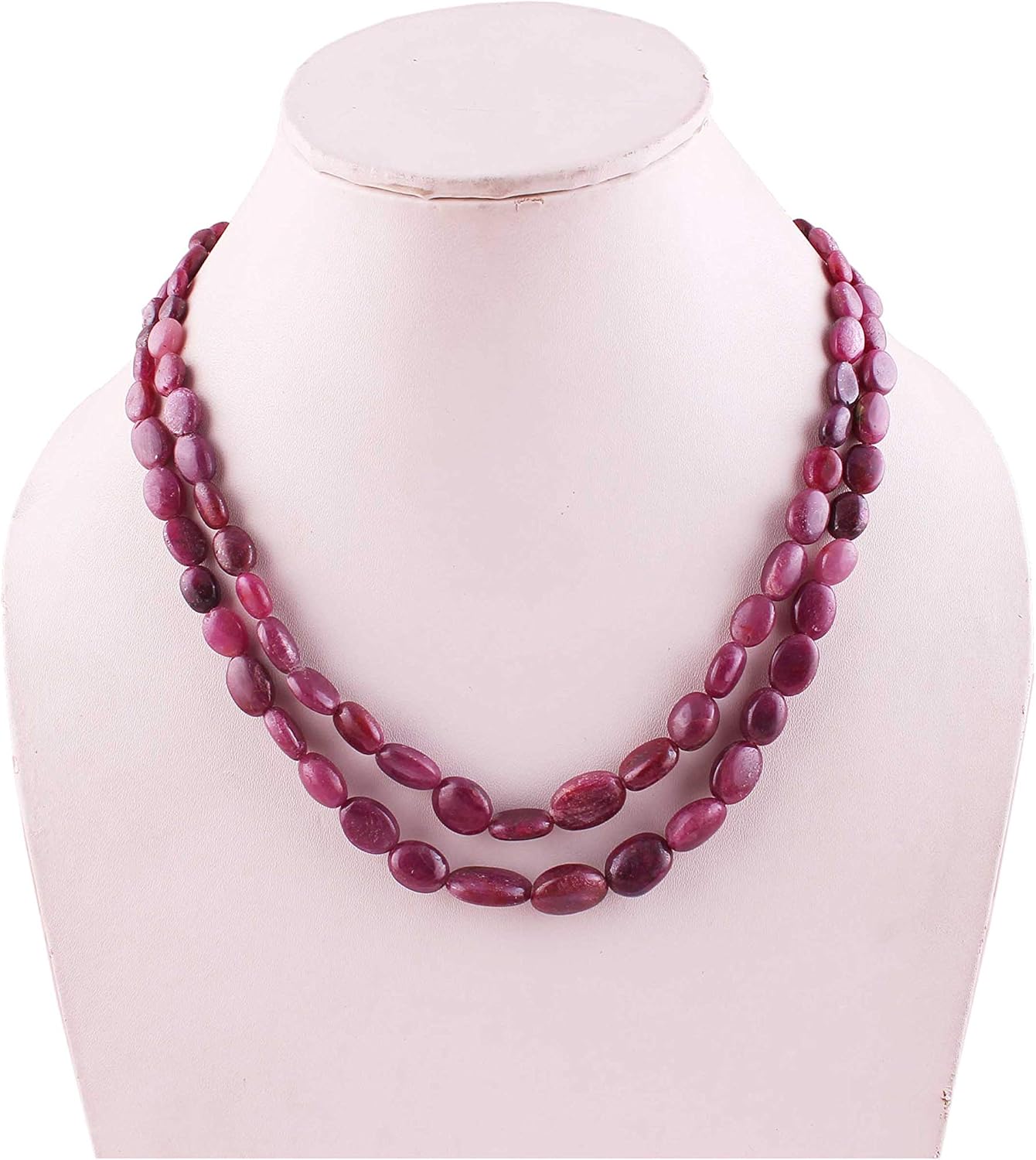 Natural Gemstone red Ruby Plain Oval Shape Beads Necklace for Women | 13 inch Gemstone Necklace|Loose Beads for Jewelry Making | Healing Beads Necklace