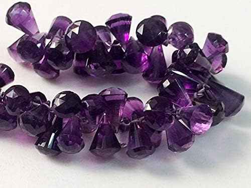 1 Strand Natural Amethyst Fancy Beads, Rare Amethyst Faceted Pyramid Cone Beads, Amethyst Necklace, 6x10mm - 13x21mm, 4.5 Inch