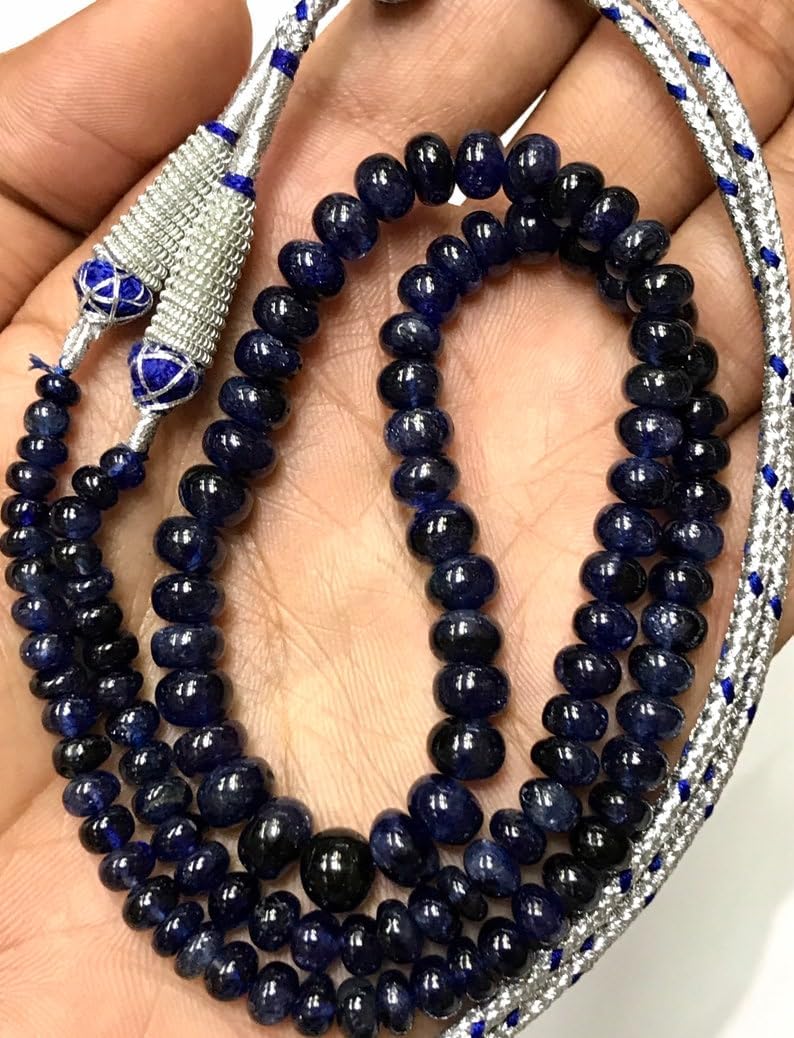 Natural Sapphire rondelle Smooth Beads 6X8 18 inch Long String Jewelry Making Gemstone Beads for Necklace Bracelet