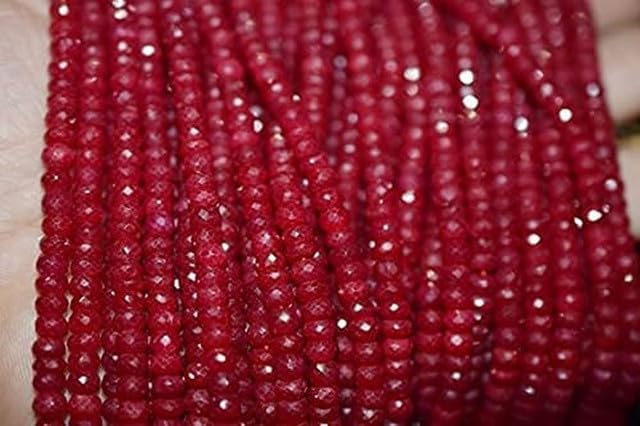 Natural Ruby Micro Faceted Rondelles, Size 5.80-6 mm Approx,16 inch lot of 10 Strands CHIK-STRD-95668
