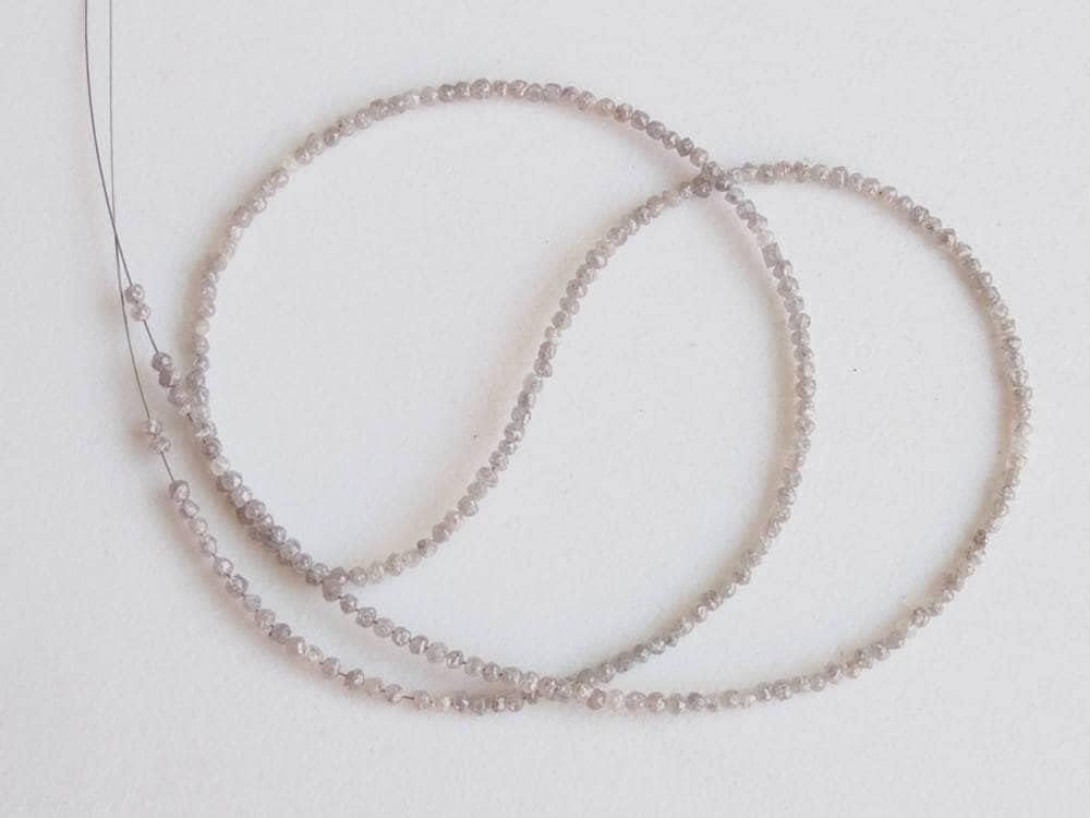 2mm Light Gray Rough Rondelle Diamond Beads, Sparkling Light Gray Raw Uncut Diamond Beads, Gray Diamonds For Jewelry (4IN To 16IN) - DDP136, 2 MM Approx.