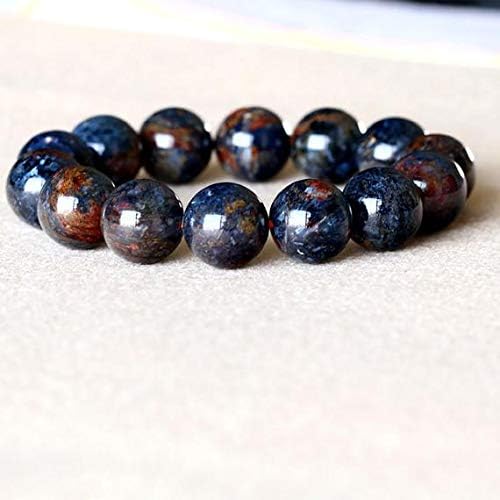 1 Strands Natural Gold Blue Pietersite Namibia Stretch Men's Bracelet Round Big Beads 15mm 05050 Code-HIGH-23170