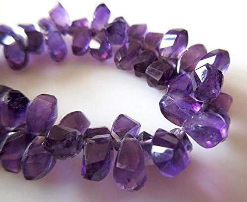 Amethyst Fancy Twisted Briolette Beads, Amethyst Faceted Beads, 14mm to 9mm Each, 7.5 Inch Strand Code-HIGH-47927