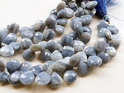1 Strand Natural Blue Opal Faceted Heart Briolette Beads, Blue Opal Necklace, 14mm 4 Inch