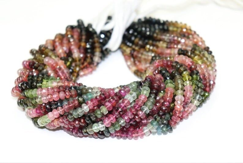 Multi Tourmaline Faceted Rondelle Beads 6 mmTourmaline Beads Tourmaline Rondelle Beads Wholesale Beads for Making Jwelery