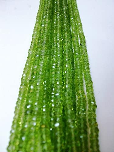 10 Strand 3.5mm to 4mm Peridot Rondelle Faceted Beads Gemstone, Peridot Faceted Roundel Beads 13 INCH Strand Micro Faceted Beads Gemstone