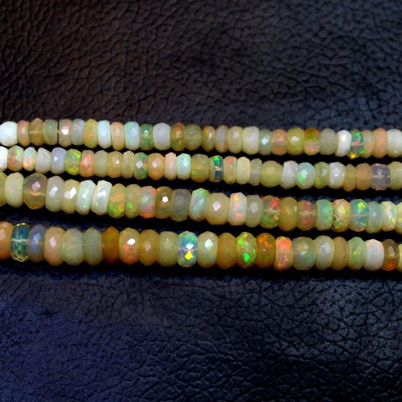 13 inch Strand of Natural gem Ethiopian Opal, 4-6.5 mm Rondelle Faceted Beads for DIY Jewelry Making. | Beads_03707