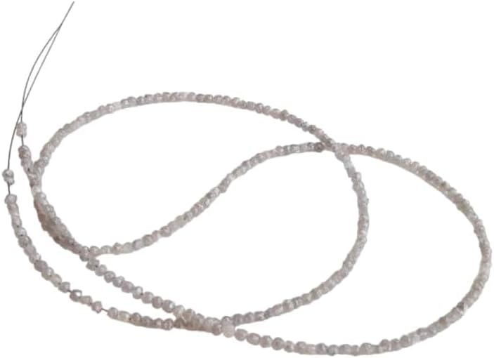 2mm Light Gray Rough Rondelle Diamond Beads, Sparkling Light Gray Raw Uncut Diamond Beads, Gray Diamonds For Jewelry (4IN To 16IN) - DDP136, 2 MM Approx.