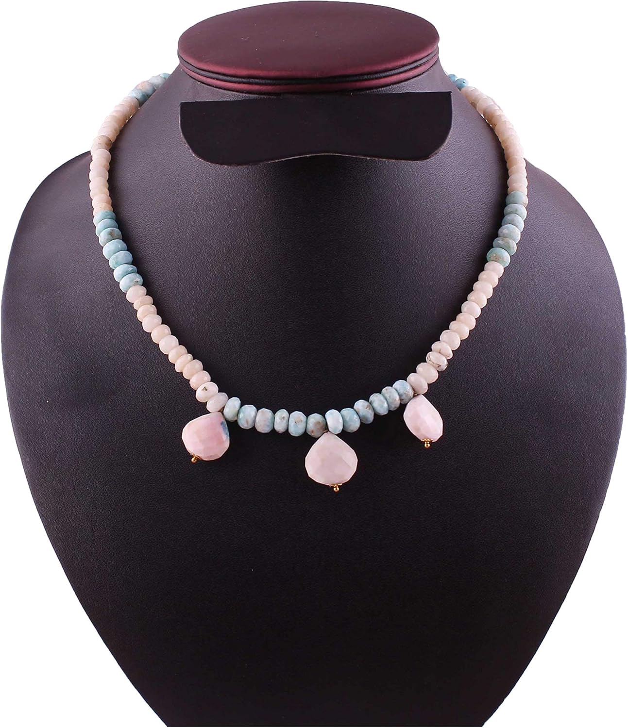 Natural Gemstone larimar Opal Faceted rondelle Beads Necklace for Women | 17 inch Gemstone Necklace|6-7 mm Loose Beads for Jewelry Making | Healing Beads Necklace