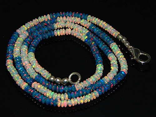 ethiopian blue+white jelly opal rondelle beads strand size 3 mm loose semiprecious 18.5''