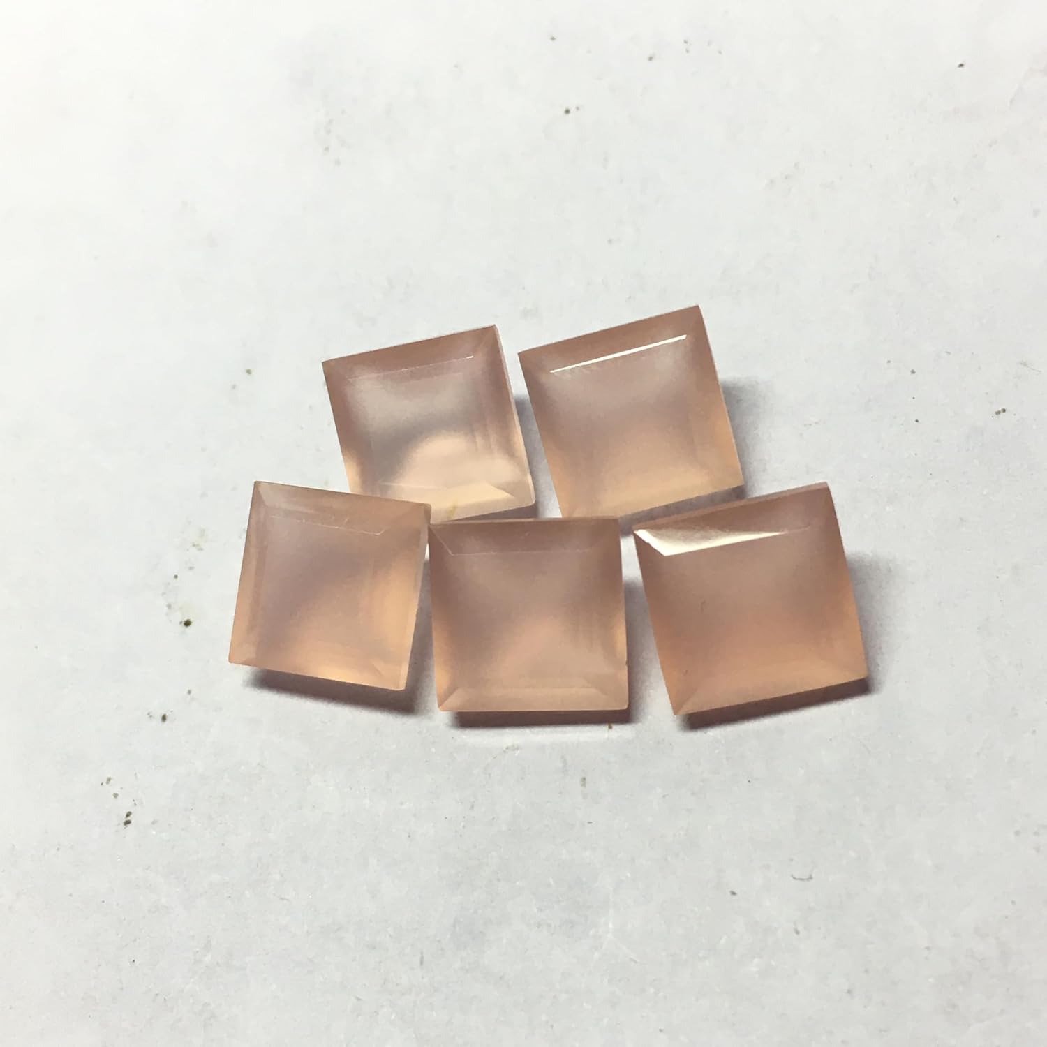 Pink chalcedony Square Cut Faceted back Pointed Loose Gemstones For Earrings Pendant & Jewelry Making (10 Pieces) Set
