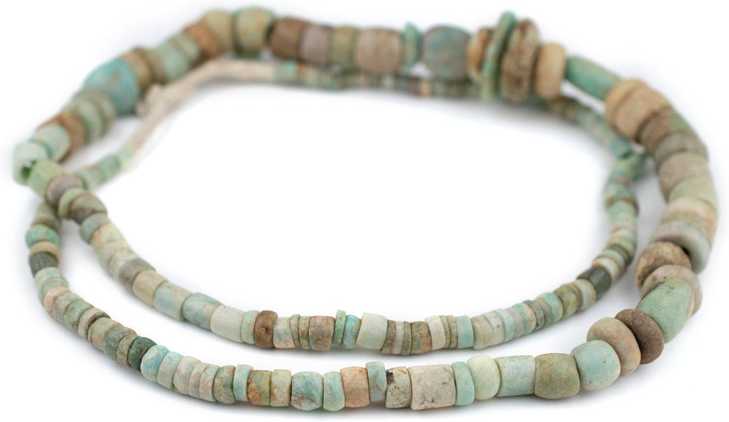 The Bead Chest Ancient Amazonite African Stone Beads #8626 15mm Mali Green Cylinder Gemstone Large Hole 36 Inch Strand Handmade
