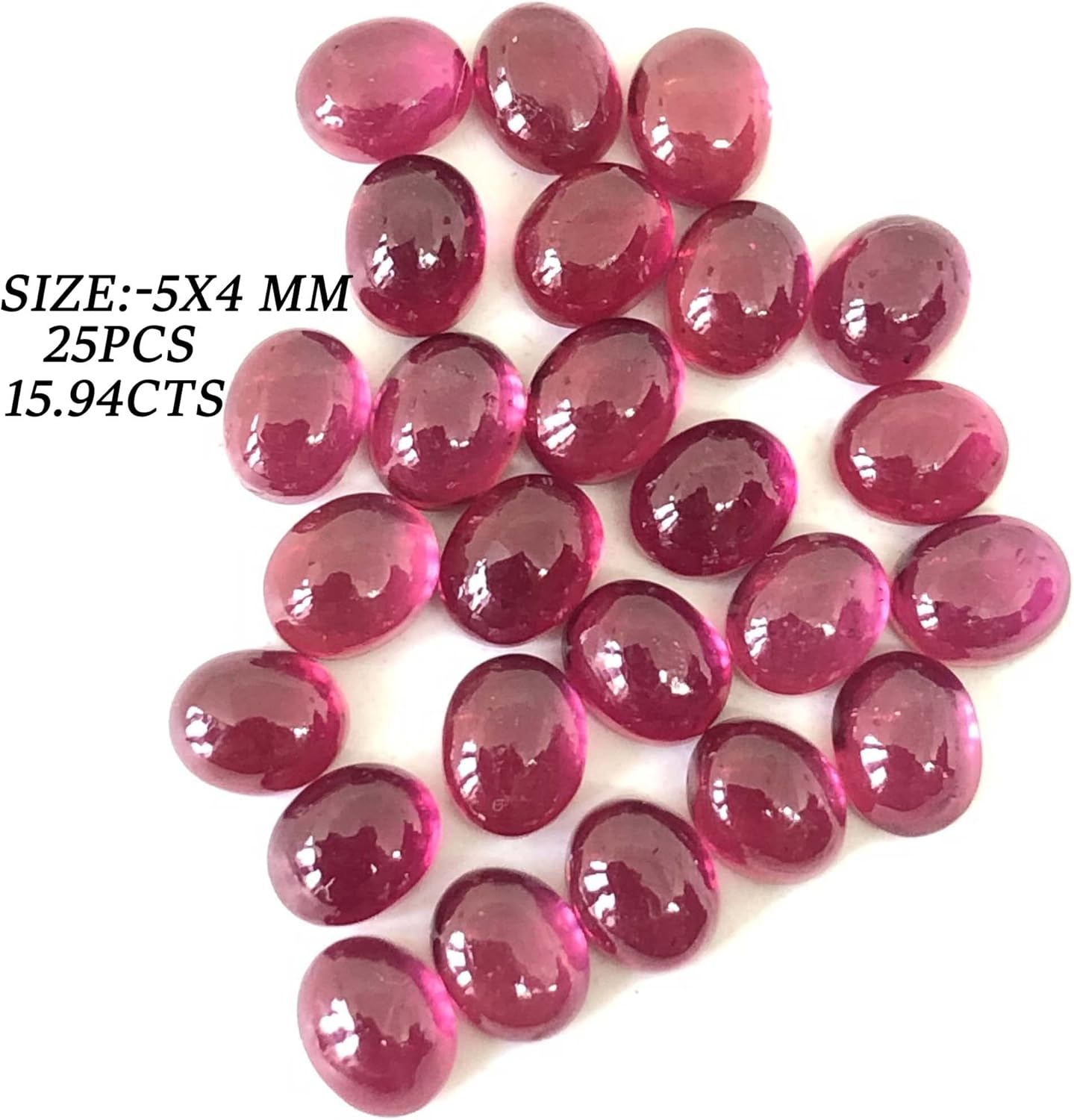 15.94 Ct Luster Ruby Oval Shape Cabochon Size 5x4 mm Attractive High Quality Wholesale 25 Pcs Lot Loose Gemstone Best For Making Necklace, Pendant, Earring Jewelry