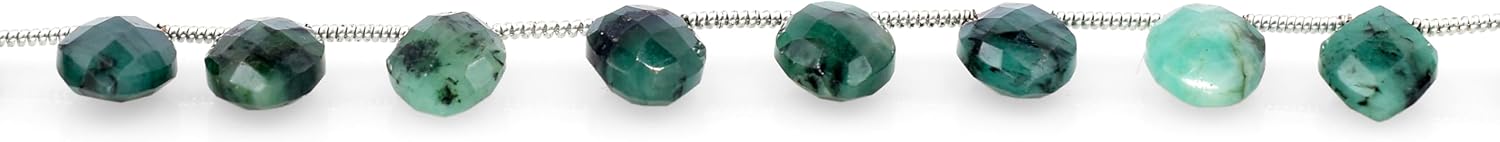 Natural Emerald Gemstone Loose Beads for Jewelry Making DIY Bracelet Necklace 1 Strand of 7X12 to 8X13 mm Marquise Faceted Cut Crystal Stone Briolette Gems Crafting Bead