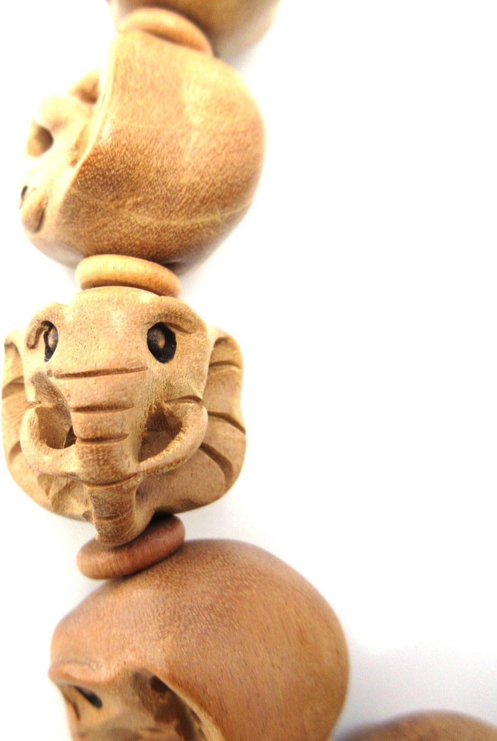 京都あさひ屋 Elephant Wood Carving with Smoky Quartz Japanese Juzu Buddhist Prayer Beads Handemade in Kyoto JUA35