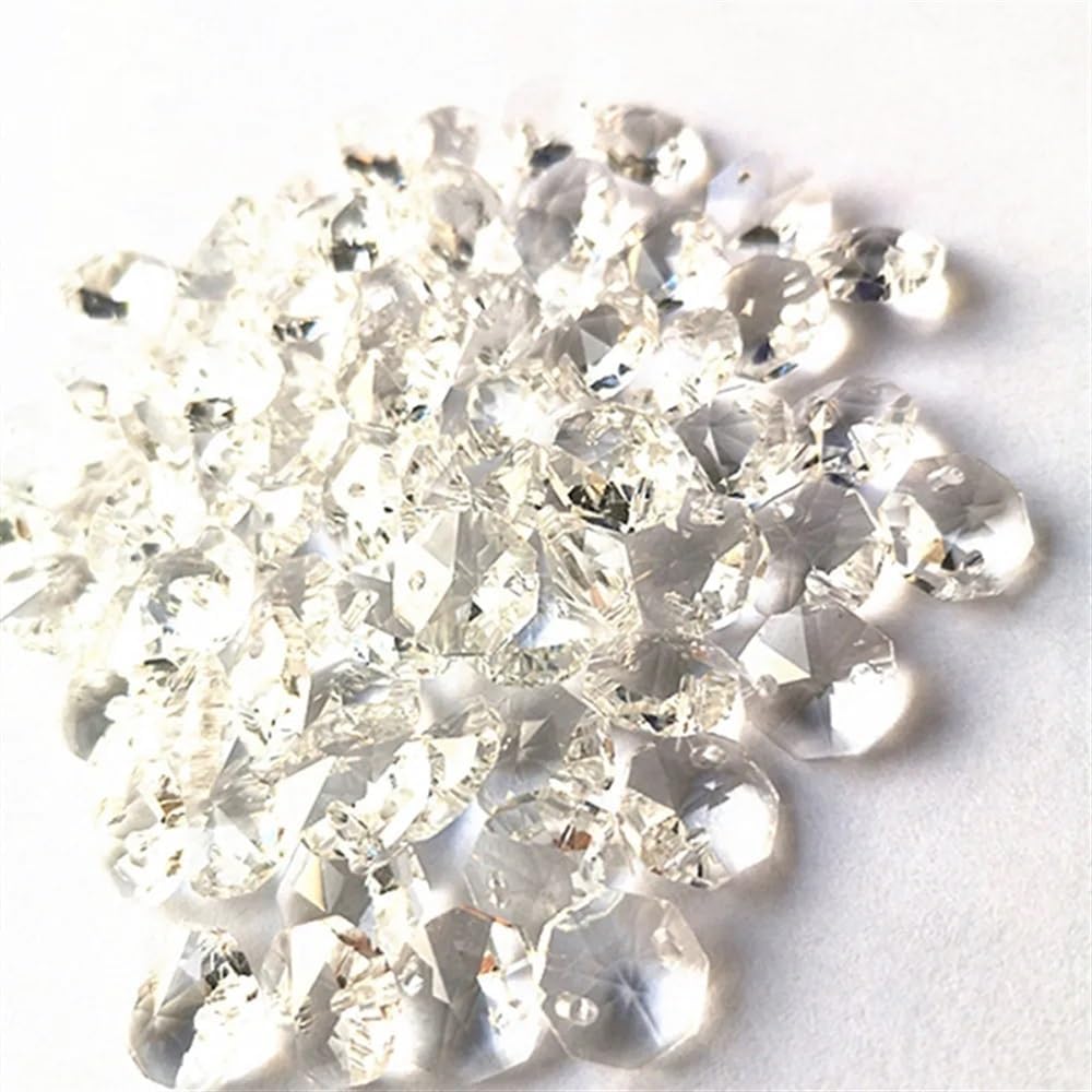 Hanging Crystals Prisms 1500pcs 12mm Octagon Light Beads in 2 Holes Crystal Chandelier Parts for Accessories Hangings Crystals for Decoration