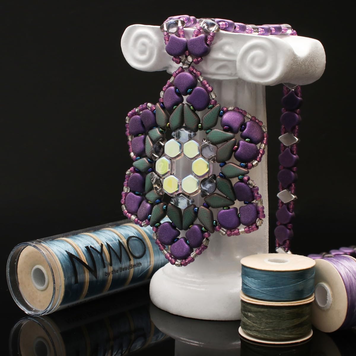 The Beadsmith Nymo Thread – 12-Pack White Color – Size D, .30mm Diameter, 250 Yard/229 Meter Large Spool – Made of Nylon – Bead Embroidery & Weaving, Off Loom & Loom Work and DIY Craft Projects