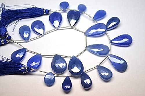 8 inch Strand of Natural Chalcedony 20-26mm pear Faceted briolette Beads for DIY Jewelry Making. |BRIO_01935