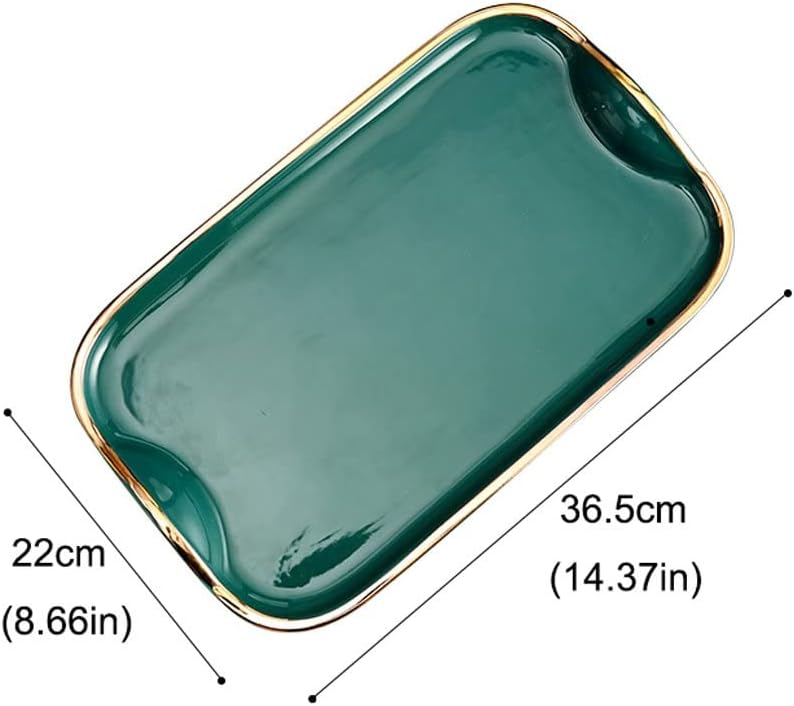 Tray Simple Rectangular Ceramic Flower Tea Cups Storage Tray Tray Home Living Room Tableware Serving Trays(C)