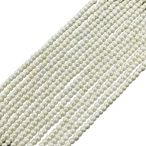 White Pearl Round 3 mm Beads 10 Strands 11 Inches Beads Making for Jewelry CHIK-STRD-86630