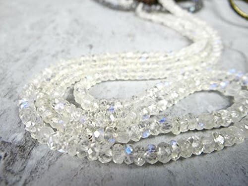 13 inch natural beads strand of 3.5-4mm faceted rondelle rainbow moonstone gemstone beads for DIY jewelry - necklace, bracelet, earring, ring.