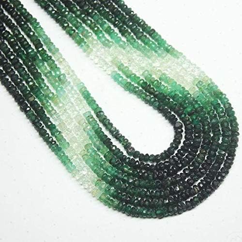 Natural Green Emerald Faceted Rondelle Spacer Micro Gemstone Craft Loose Beads Strand 20 Inch Long 4.5mm 2.5mm Code-HIGH-25955