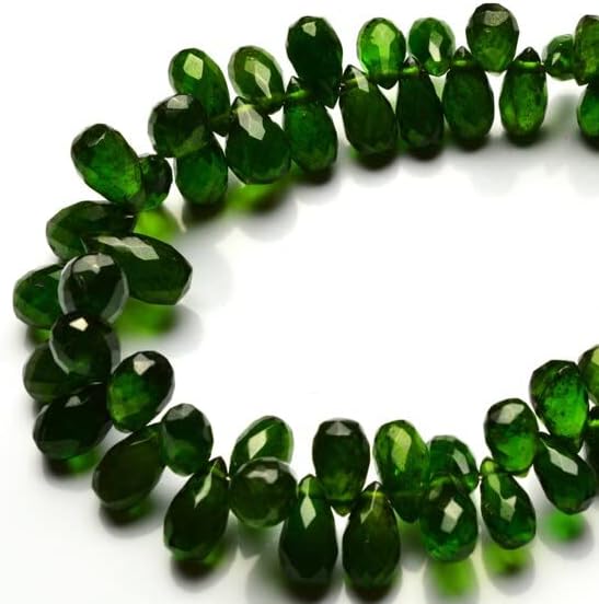 1 Strand Natural Chrome Diopside Faceted Drop Shape Briolettes 4x6 to 5x9MM Approx. 6.5