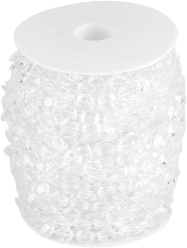 Party Decorations Transparent Clear Acrylic Crystal Bead Strand DIY Wedding Holiday Decoration Iridescent Garland Rhinestone 30m/roll