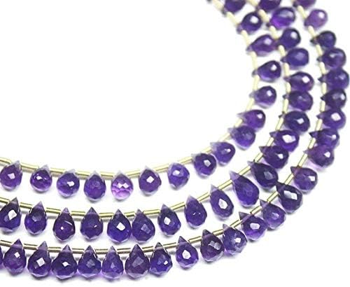 1 strand amethyst tear drop faceted 8'' long strand gemstone beads, jewelry supplies for jewelry making, bulk beads, for meditation jewellery gemstone size 5mm to 8mm