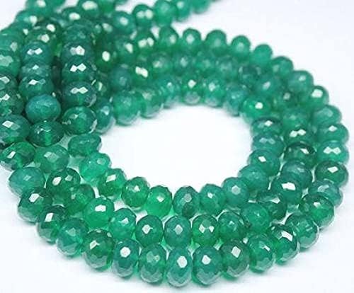 Natural Green Onyx Micro Faceted Rondelle Micro Gemstone Loose Craft Beads Strand 13