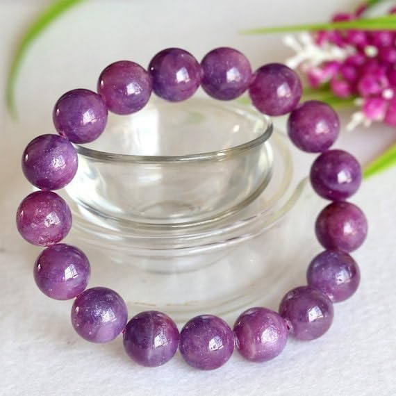 BEADS GEMSTONE 1 Strands Natural Purple Pink South Africa Ruby Stretch Bracelet Round Big beads 12mm 04362 Code-HIGH-23384