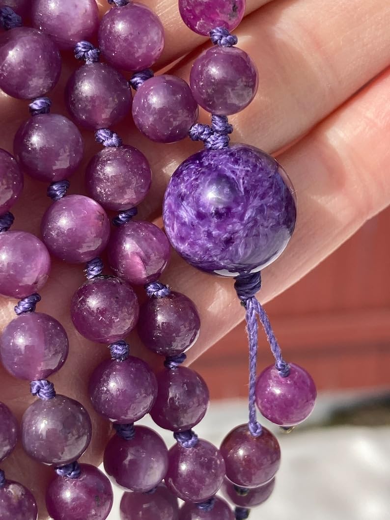 Natural Ruby 8mm 108 Mala Beads, Spiritual, Meditation Beads, Reiki, Japa Mala, Buddhist Prayer Beads, Yoga Bracelet, healing beads LKMALA-RRGU-2984