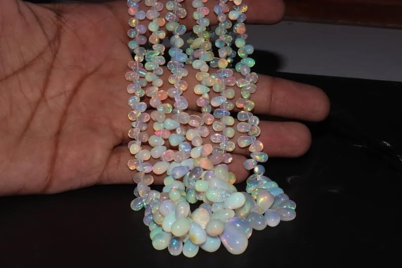 AAA+ Opal Smooth Rondelle Beads 3 * 5-6 * 8 mm Opal Tear Drops Beads Jewellery Making Beads Strand Healing Gemstone