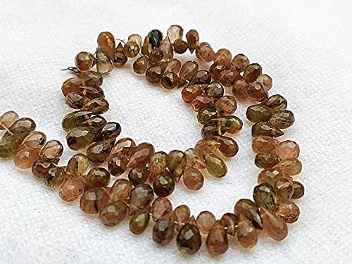 8 inch Strand of Natural Andalusite 6-9mm Drop Faceted briolette Beads for DIY Jewelry Making. |BRIO_00399