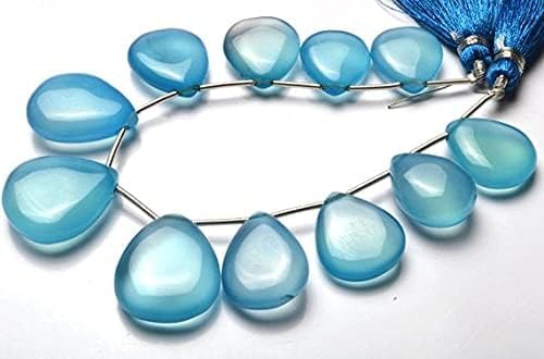 BEADS GEMSTONE 1 Strand Natural 6 Inch Long Strand,Superb Sky Blue Color CHALCENY Smooth Heart Shape Beads Briolettes 16 to 20 MM Code-HIGH-22037