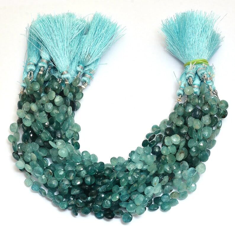 8 inch Strand of Natural grandidierite 8-9mm Heart Faceted briolette Beads for DIY Jewelry Making. |BRIO_03542